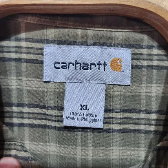 Men's Carhartt Button Down Striped Long Sleeve Workwear Casual XL 100% Cotton - Picture 4 of 5